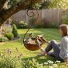 Rusty Metal Hanging Bird Bath Feeder Large Capacity Bird Water Bowl Bird Water Drinker  Backyard