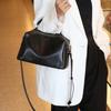 Summer New Leather Large Capacity Single Shoulder Crossbody Bag with Wide Shoulder Straps and Soft Cowhide Casual Hand-held Boston Bag