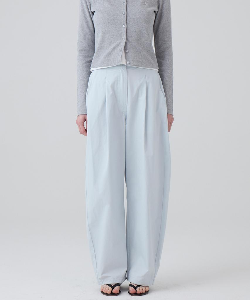 DANGLEDROP Dgdp Balloon Fit Curved Cotton Elastic Waist Pants_Sky Blue