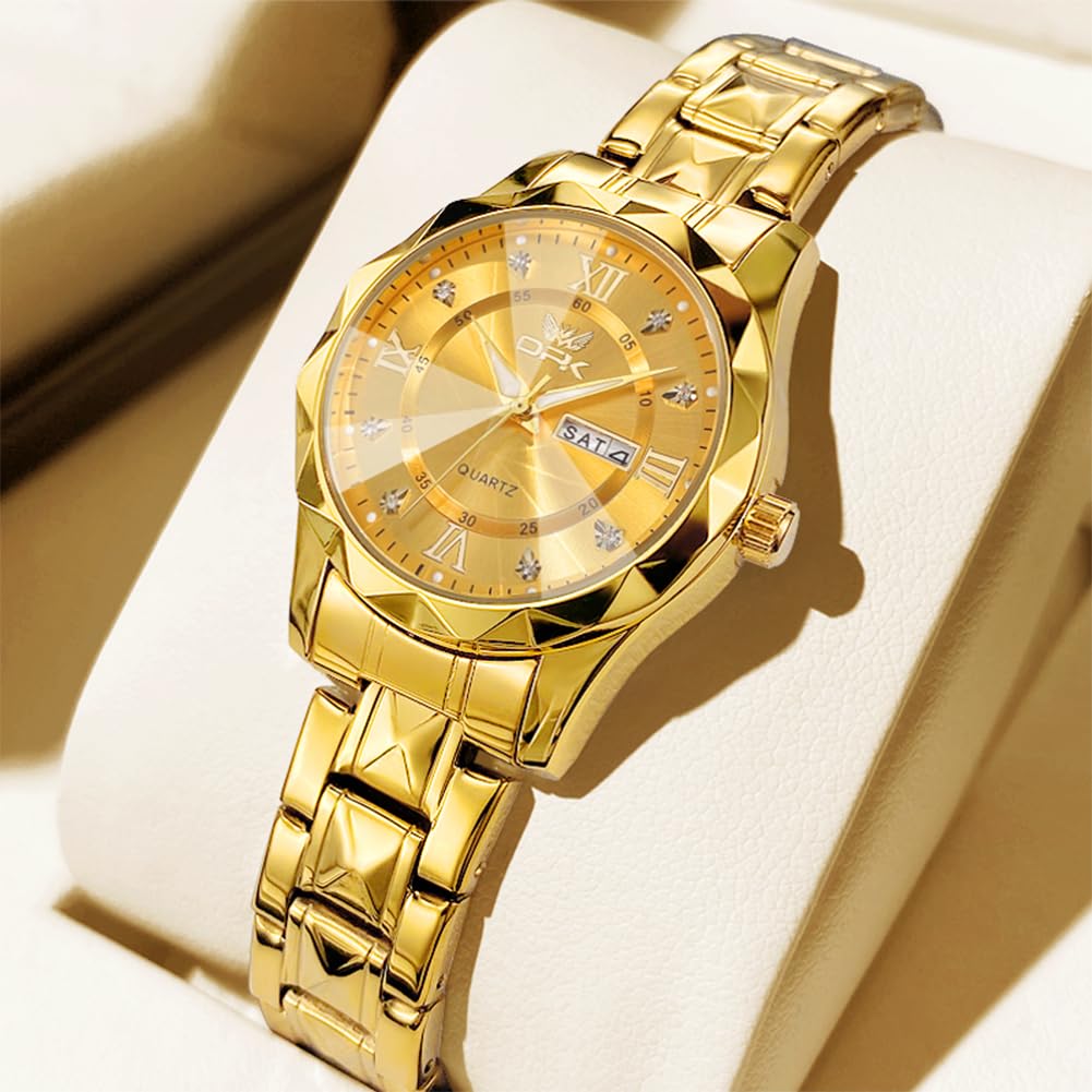 Stylish Women's Quartz Watch for Commuting, Featuring a Calendar, Day and Date Display, Round Face, 30mm Diameter, Stainless Steel, Japanese-made