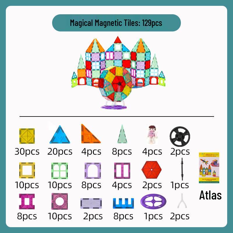 Stained Glass Magnetic Tile Set: Strong, Fun Assembly Building Blocks for Early Education Ages 3-6