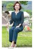 Elegante Traje de Gasa: Conjunto de Dos Piezas con Top de Manga Larga y Pantalones para Mujer, Elegante Moda de Verano para Edades 40-50+