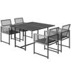 5 Pieces Garden Dining Set, Outdoor Patio Cube Set, 4 Seater Outdoor Table and Chairs with Foldable Backrest, Light Grey