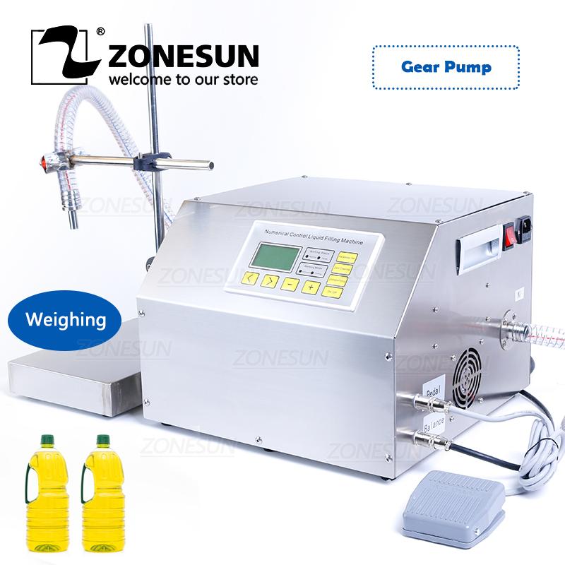 ZONESUN ZS-GP261W Semi-automatic Filling Machine Edible Oil Hydraulic Engine Oil Weighing Gear Pump Plastic Bottle Vial Filler