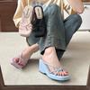 Casual Wedge Heel Slippers Flat-bottomed Thick-soled Sandals Women's Shoes Fashionable and Versatile