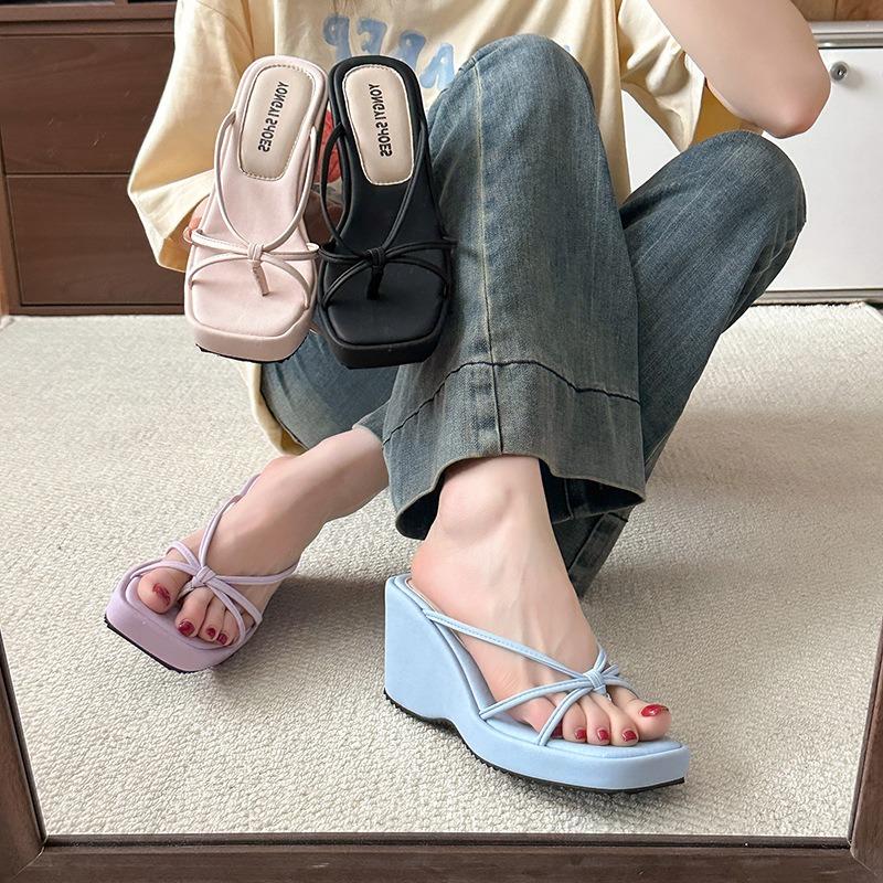 Casual Wedge Heel Slippers Flat-bottomed Thick-soled Sandals Women's Shoes Fashionable and Versatile