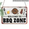 2D Flaches Vintage Grillplatz Aluminium Metallschild - Vintage Kunst mit Grillmeister-Illustration, Perfekt für Innen- und Außendekoration, Rustikale Wand