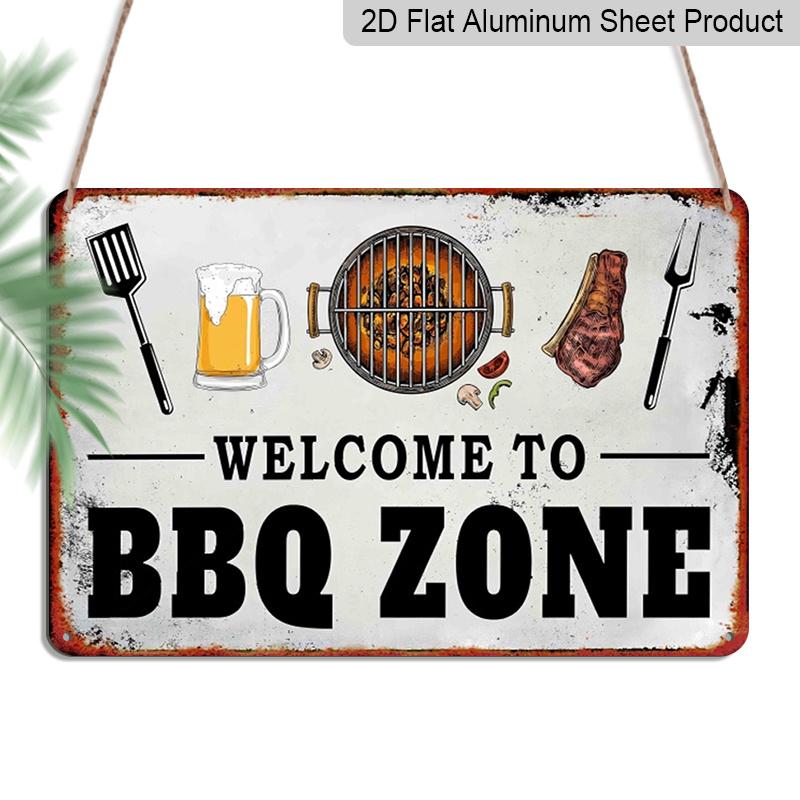 

2D Flat Vintage BBQ Area Aluminium Metal Sign - Vintage Art with BBQ Master Illustration, Perfect for Indoor and Outdoor Home Decor, Rustic Wall 20*30cm