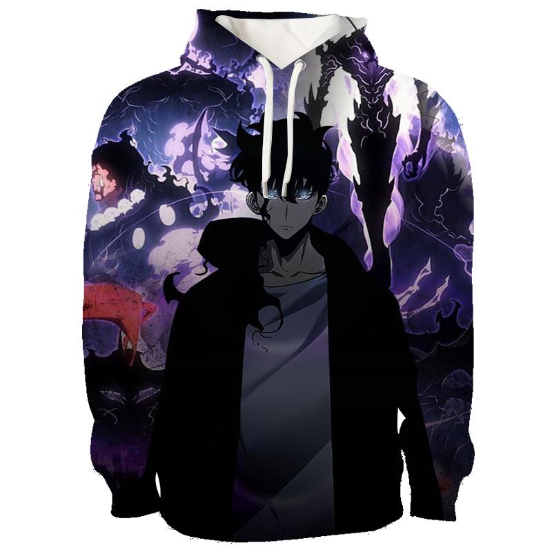 Anime Mikina Solo Leveling Pro Muže Ženy Potisk Sung Jin Woo Mikina s Kapucí Manga Ležérní Svetry Streetwear Hip Hop Svetr