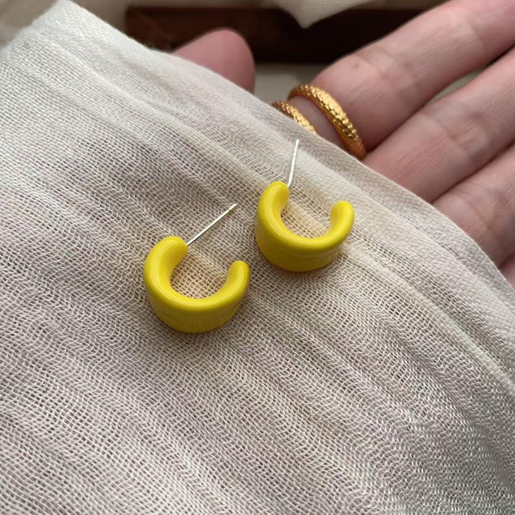Simple C-Shaped Earrings, Earrings, Retro Metal Woven Texture Earrings, Niche Unique Design Earrings, Light Luxury