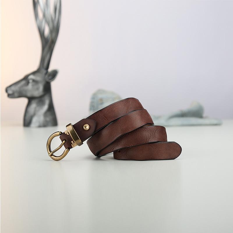 

Ремень из чистой коровьей кожи с пряжкой-пином, ретро, ручная работа, из натуральной коровьей кожи первого слоя, в гонконгском стиле, джинсовый ремень, джинсы, мода 115cm темно-коричневого