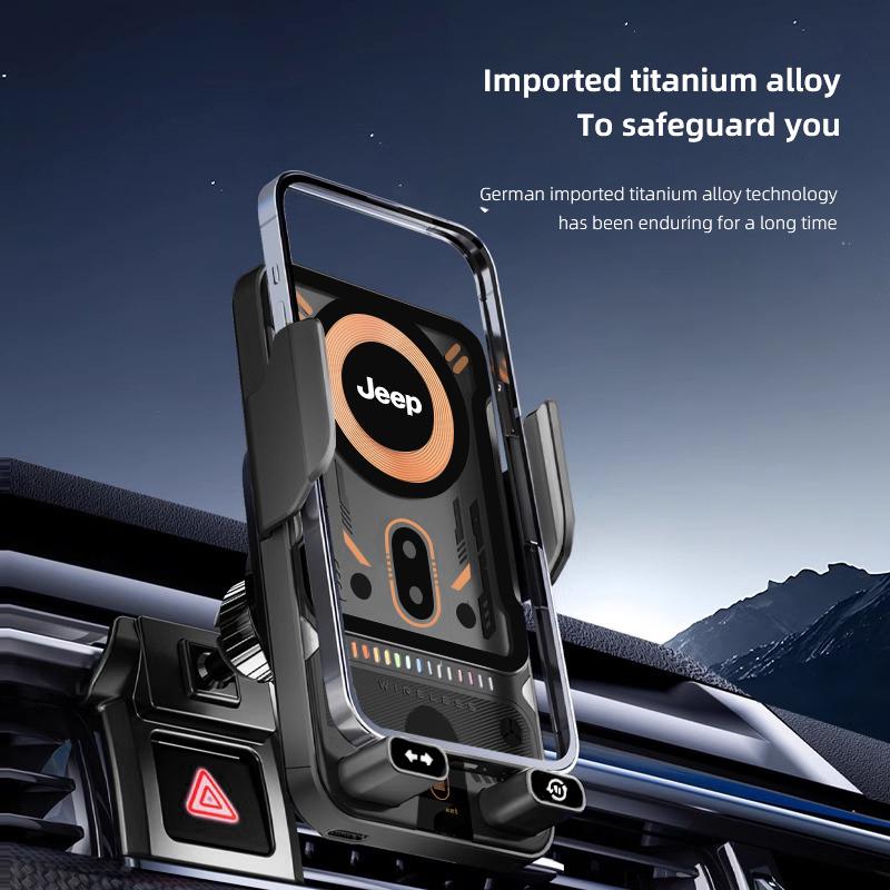 Cup Holders Car Phone Wireless Charger Holder 360° Rotation Mount For Jeep Renegade Wagoneer Avenger Recon Wrangler JK Gladiator