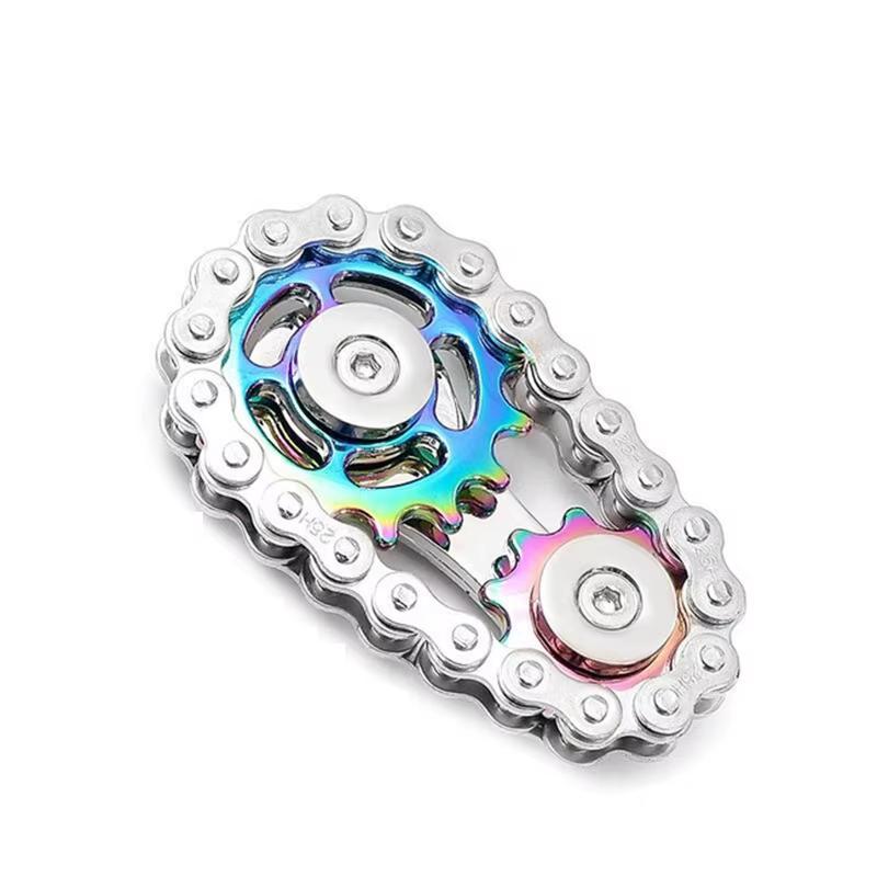 Stress Relief Metal Bike Chain Fidget Spinner - Anti-Anxiety Finger Toy for Adults, Unique Desk Toy Gifts for Men