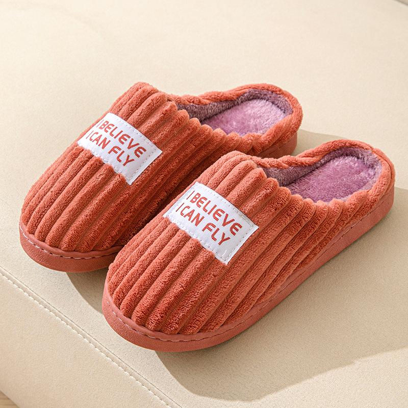 Cotton slippers men's autumn indoor home hair slippers warm and cute home couple cotton shoes non-slip women
