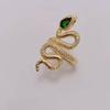 Fashion Copper Gold-Plated Micro Inlaid Zircon Serpentine Ring Women'S Trend Temperament Alternative Open Ring Accessories