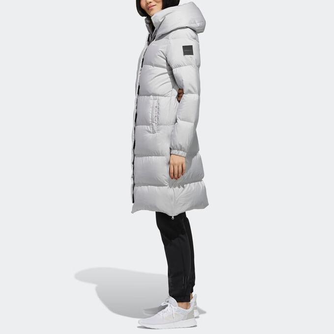 Adidas Neo Large Logo Casual Mid-Length Down Jacket Winter Women Outerwear Gray EI4425