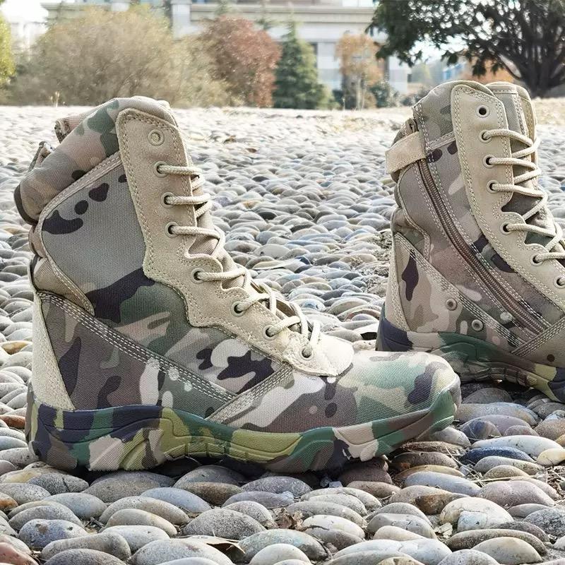 Boots for Men Fashion Camouflage High-top Boots Classic Desert Combat Boot Jungle Training Boots Outdoor Non Slip Hiking Booties