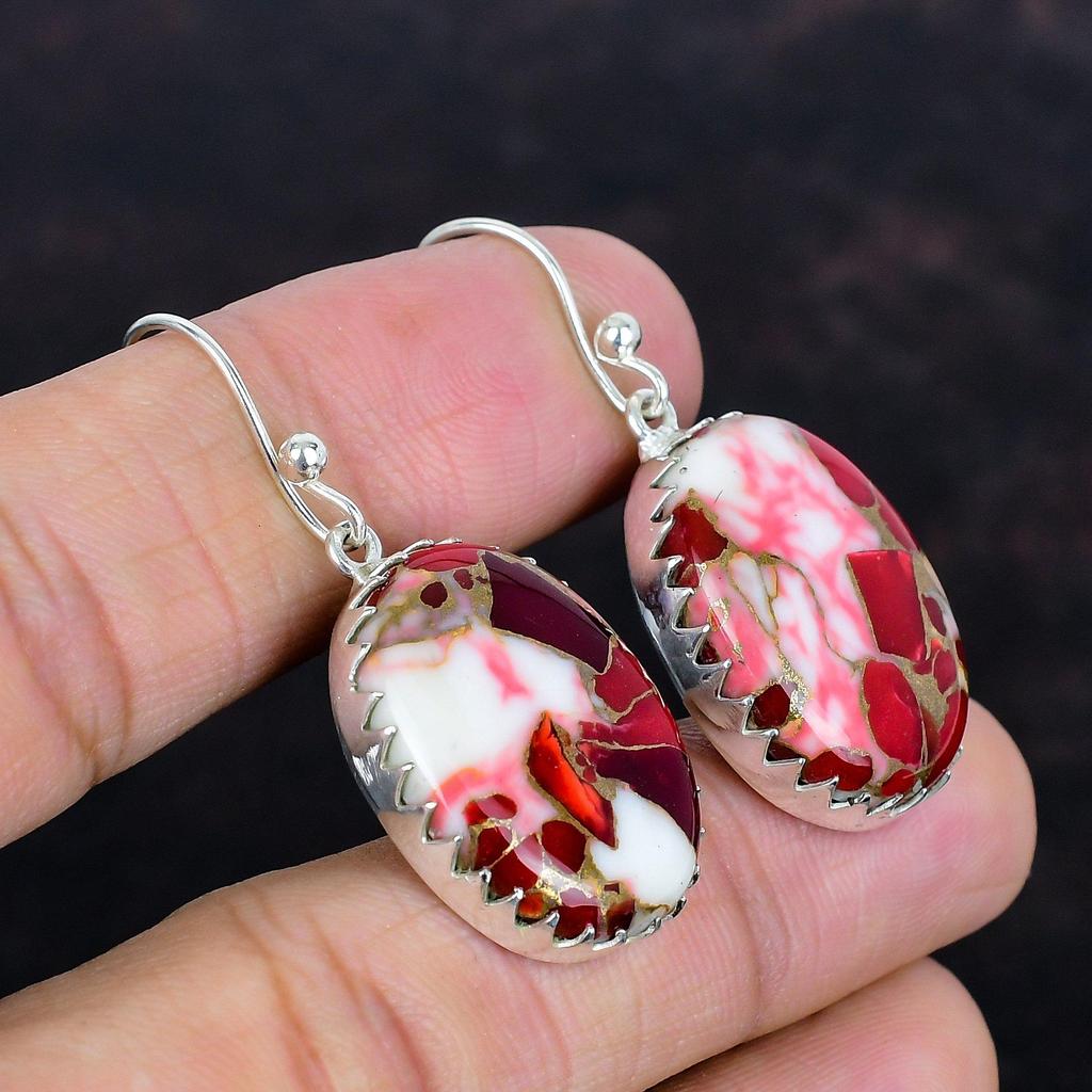 Kingman red mohave copper turquoise earrings awesome gemstone earring elegant jewelry 925 sterling silver earring handmade earring for gifts