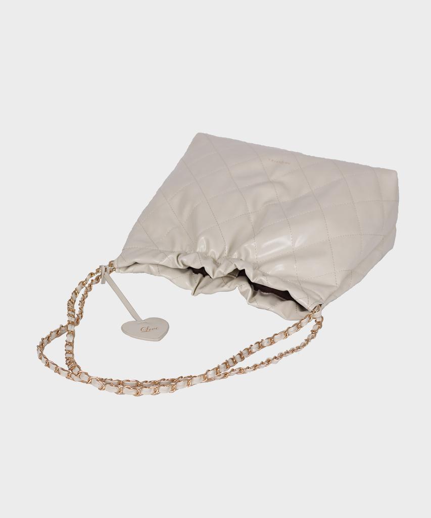 Studio Saera Feminine Quilted 2-Way Chain Shoulder Bag H24H1023 Ivory
