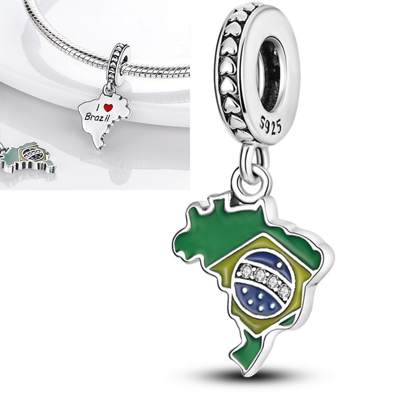 Neuer 925er Silber Kaktus Kleeblatt Anhänger Frühlingsgrüne Serie Perlenanhänger Für Original Perlenarmband DIY Schmuck