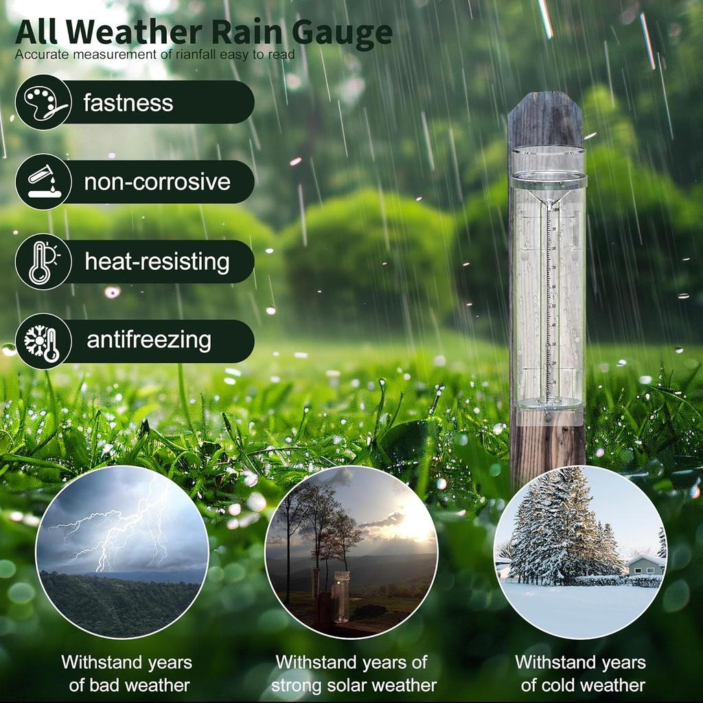 Outdoor Rain Gauge and Snow Professional Stratus Long Term, Made of UV and Heat Resistant Polycarbonate Material for All Weather Conditions with