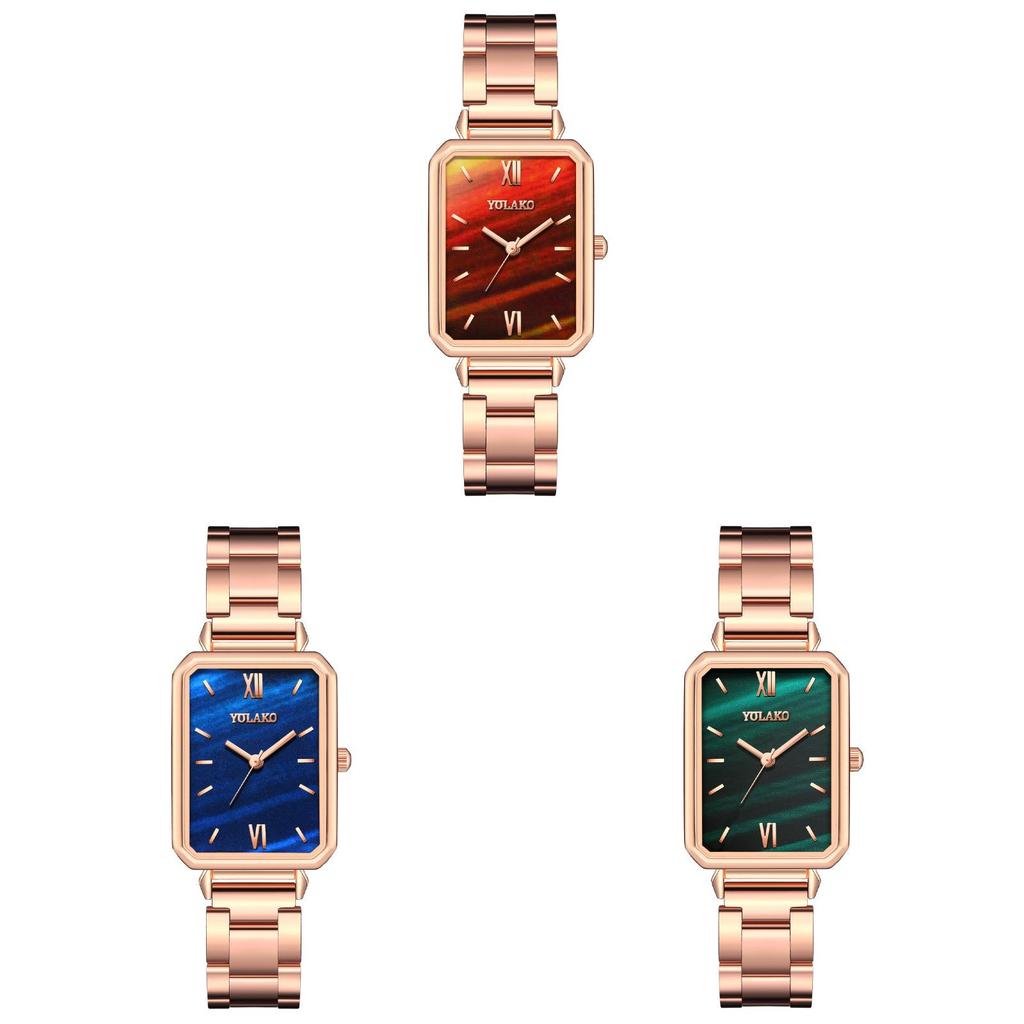 Moderne Damen-Quadratuhr mit japanischem Quarzwerk und Metallarmband für das Büro und als Geschenk