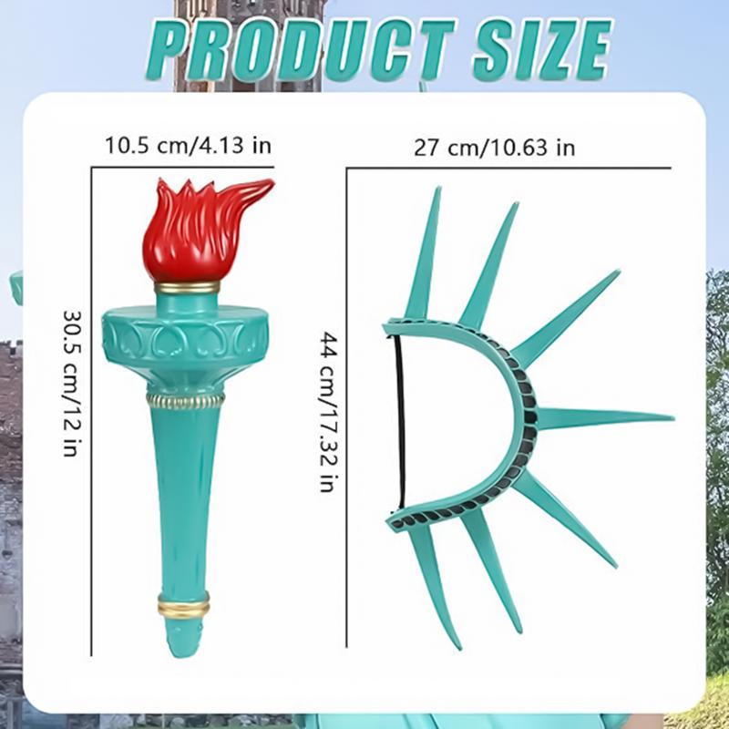 Statue Of Liberty Costume Props Accessories Festival Party Lady Liberty Cosplay Crown Torch Independence Day Parades Dress Up
