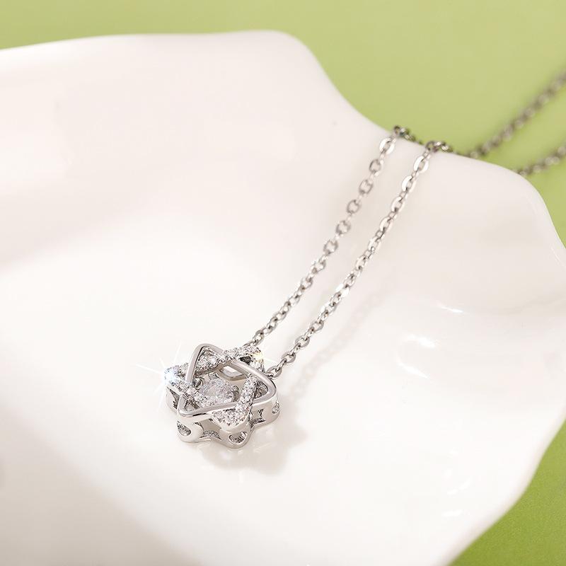 Silver Tone Star of David Crystal Pendant Necklace for Women, Dainty Sparkling Jewish Symbol Jewelry