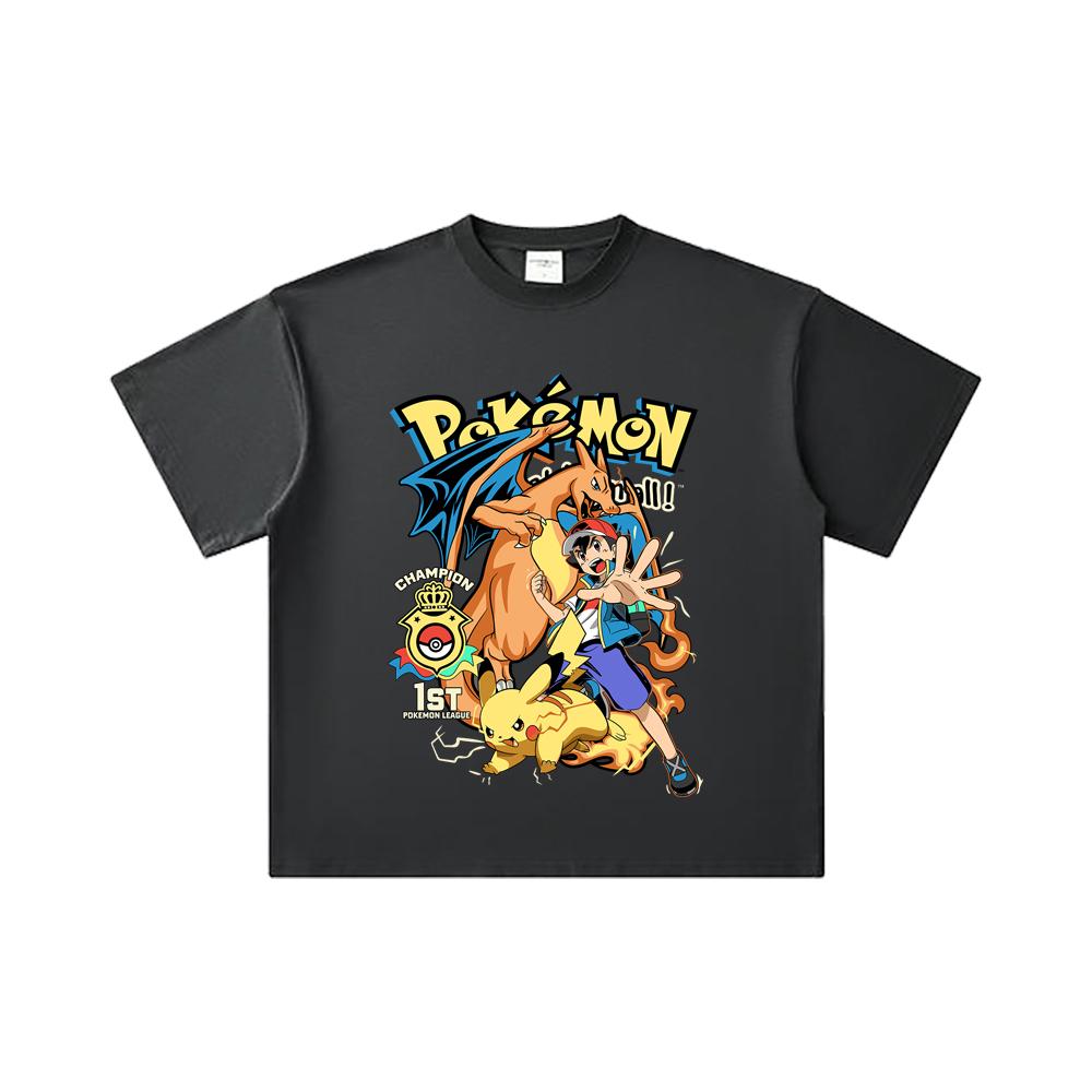 260 GSM Double Yarn 32 Count 100% Cotton Pokemon V1 Print Unisex Heavy Cotton T Shirt