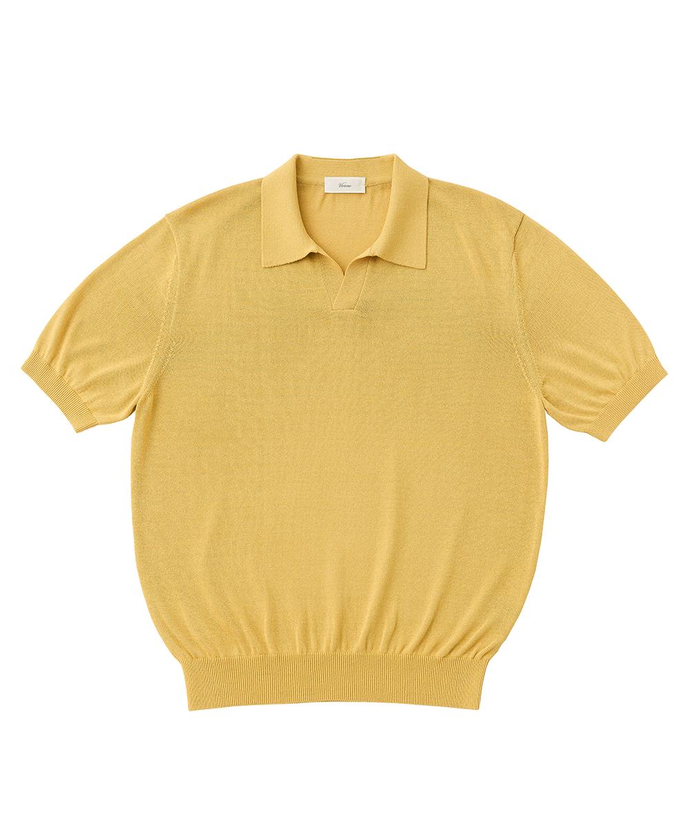 Berno 26Ssll Open Collar Knit Yellow M