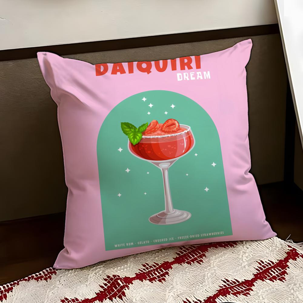 DDaiquiri Cocktail Cushion Cover Reversible Soft Durable Pillow Cover Home Car MultiScene Use for Daily Comfort