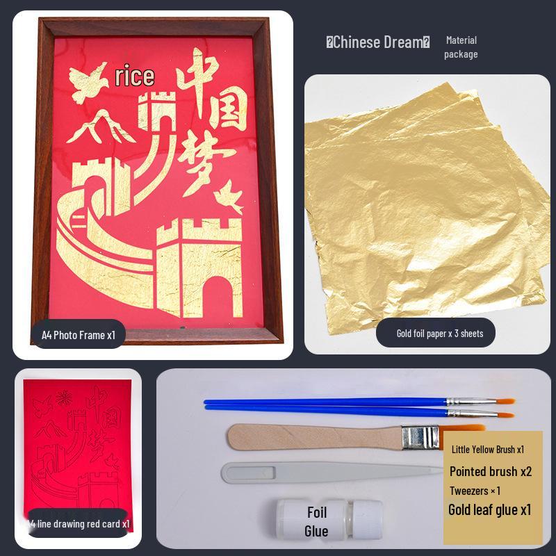 Patriotic Gold Leaf Painting DIY Kit with Frame
