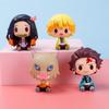 4Pcs/Set Q Version Demon Slayer Sitting Ghost Doll 4cm Tanjiro Nidouzi Inosuke Zenizu Figure Action Figure Movie Model Toys