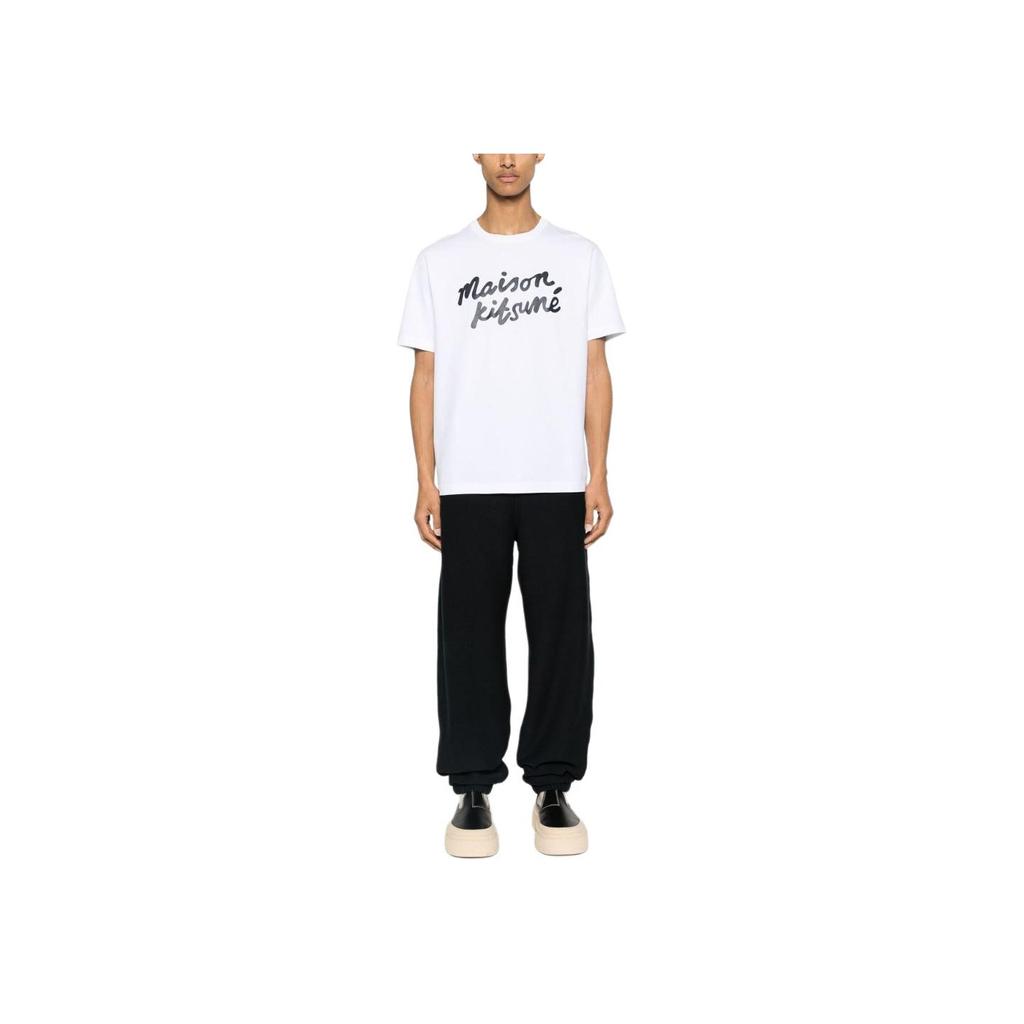 Maison Kitsune Handwriting Comfort T-shirt White/Black Men Streetwear MM00101KJ0118-M186