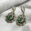 Náušnice z ryzího stříbra, náušnice z pravého stříbra, turecké šperky, ručně vyráběné stříbrné šperky, náušnice ze stříbra 925, smaragdový kámen