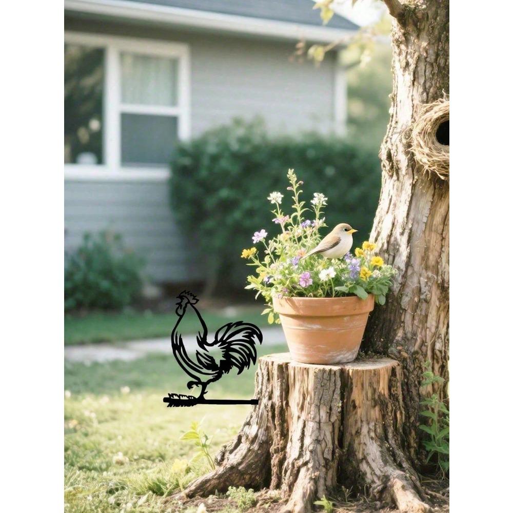 Metal Animal Silhouette Sign, Farmhouse Wall Decor Outdoor Black Iron Art, Rustic Garden Hanging for Patio Porch Fence, Weather Resistant Yard Accents