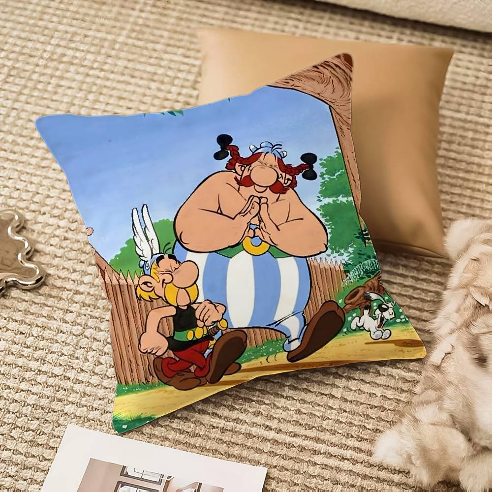 

Cartoon A-Asterix And O-Obelix Pillow Case Anti-dustmite Invisible zipper Sofa Bed 12x12Inch