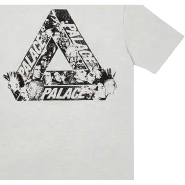 PALACE Tri Heads T Shirt Grey Marl T Shirt Unisex Gray P21TS150