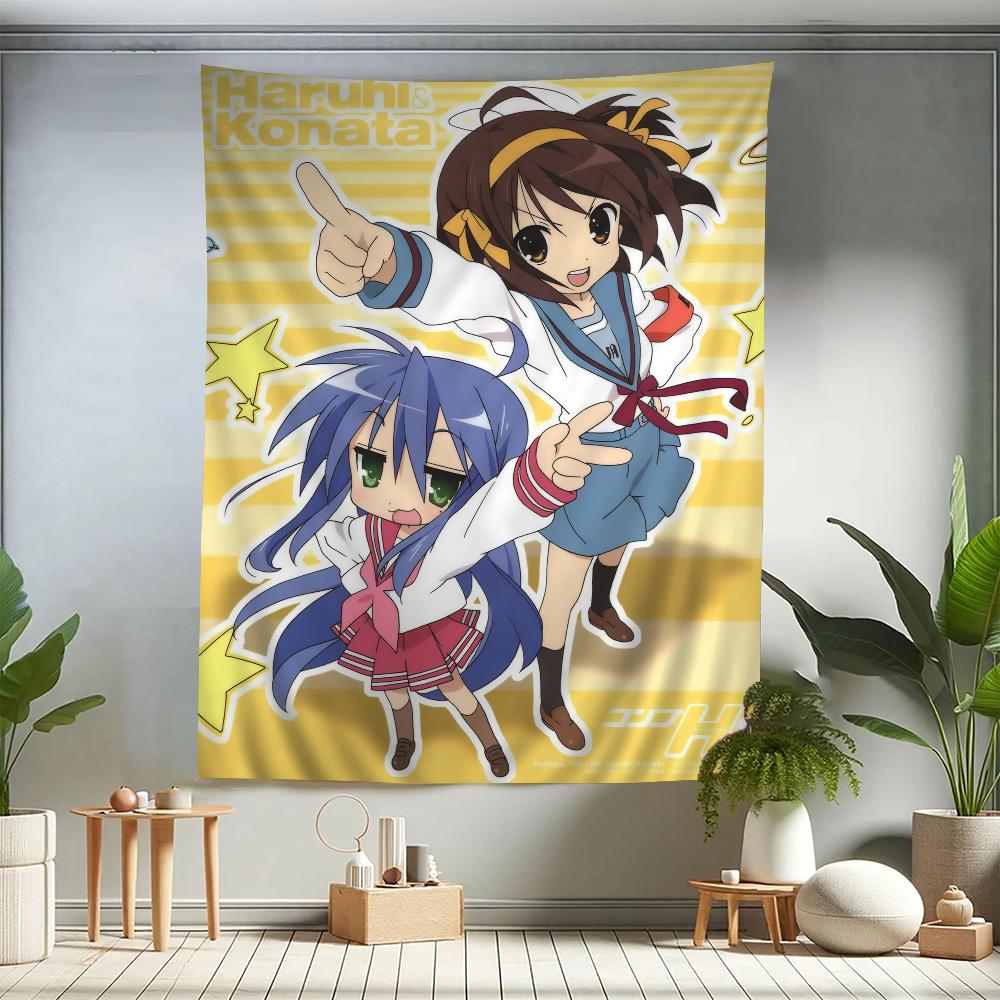 Anime Lucky Star Comedy Colorful Tapestry Wall Hanging Bohemian Wall Tapestries Mandala Wall Art Decor