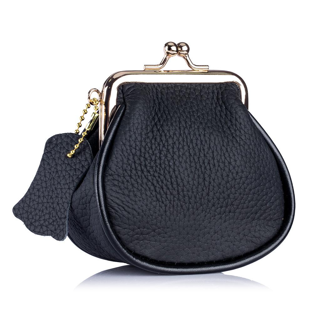 

New literary lychee pattern change bag creative mini storage coin bag fashion clip bag mouth gold bag women