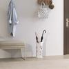 Steel Umbrella Stand With 4 Hooks And Removable Drip Tray Decorative Design 17x17x41 Cm White