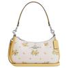 Teri 24 Brand Logo Floral Print Pebbled Leather Tote Crossbody Shoulder Bag Medium Women Bags Silver Chalk CAL45-SVCAH