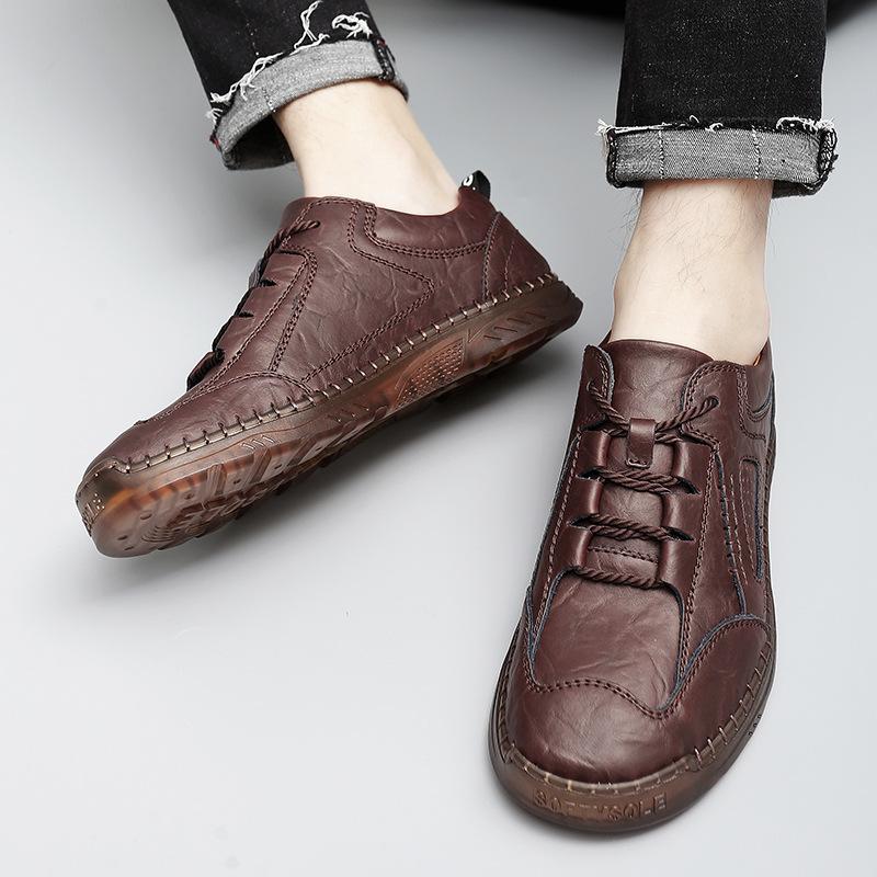 Pantofi din piele de primăvară și toamnă Piele naturală pentru bărbați Dimensiuni mari Piele moale pentru bărbați Pantofi cu talpă cu tendon, respirabil, cu gura mică