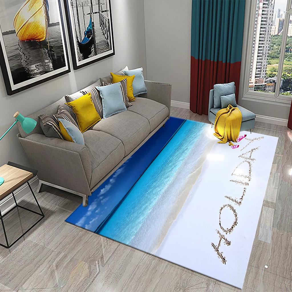 Hello Summer Carpet Beach Sea Starfish Pattern Bathroom Anti-Slip Carpet Door Mat Doormat Outdoor Living Room Bedroom Floor Rug