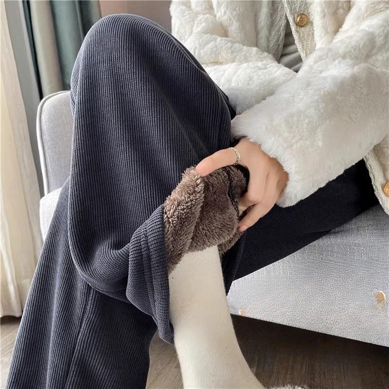 Lamb Velvet Wide-leg Pants, Women's Pants, Warm and Velvet Winter Casual Loose Thickened Straight-leg Pants