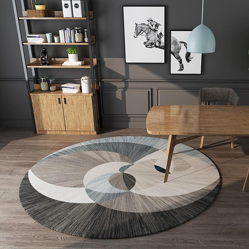 Ink Painting Round Carpet Swirl Brushstroke Texture Print Mat Modern Artistic Home Decor Non-Slip Rug for Living Room Bedroom