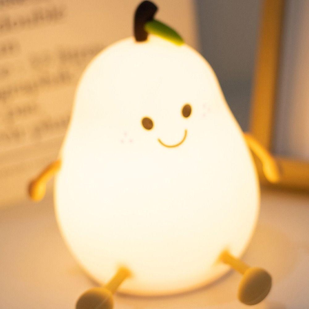 Cute Puppy/Pear Shape Patting Small Night Lamp Silicone Touch Sense Night Light Kids Sleep Light Desktop Decorations
