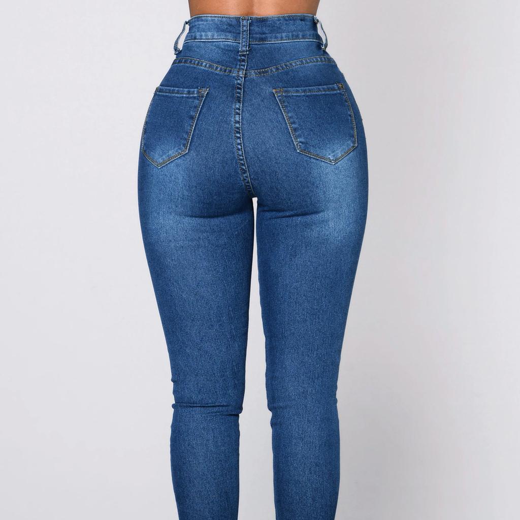 High Waisted Stretch Butt Lifting Skinny JeansSuper High Waist Elastic Hip Lifting Denim Leg Pants Women's Trousers