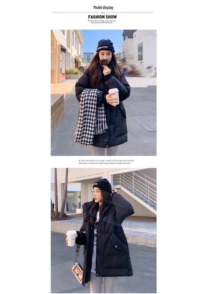 Women's Hooded Mid-Length Cotton Coat 2026 - Winter New Korean Style Loose Fit, Thick Padded Jacket Outerwear