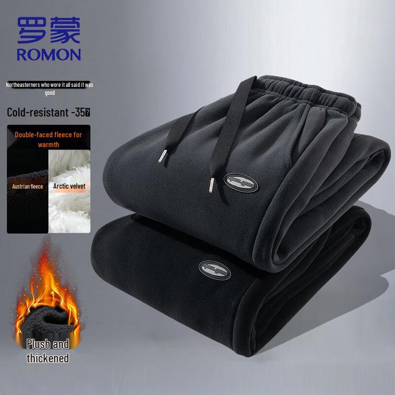 

ROMON Men s Thermal Fleece-Lined Casual Jogger Pants M